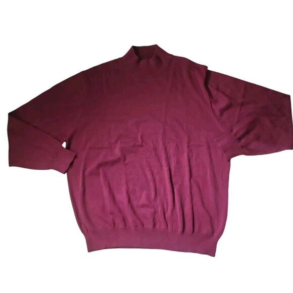 Paul Fredrick Men's Wine Minimalist Preppy Pima Cotton Mockneck Sweater Size XXL - Picture 1 of 6
